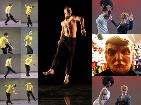 Left: Steve Paxton, stills from video by Cathy Weis; Center: Nicolas Sciscione of the Stephen Petronio Company, photo by Julie Lemberger; Right: Patricia Hoffbauer and David Thomson, top &amp; bottom by Jim Moore, center by Patricia Hoffbauer