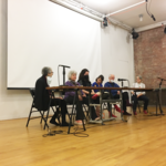 Julie Martin, Mimi Gross, Sofia Engelman, Silvia Pinto Coelho, Douglas Dunn, Clarinda Mac Low  — <a href="https://cathyweis.org/calendar/november-13-2022-9-evenings-theatre-and-engineering-screening-and-panel-discussion/" target="outside">November 13, 2022</a> <br/>Photo by Cathy Weis